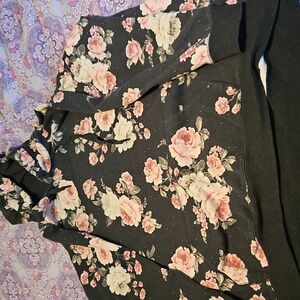 Torrid Dark Floral Hoodie with Pink and Cream Roses